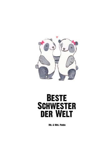 Mr. & Mrs. Panda Trinkflasche Panda Beste Schwester der Welt mit... in Weiß