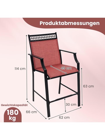 COSTWAY 2er Set Gartenstühle in Rot