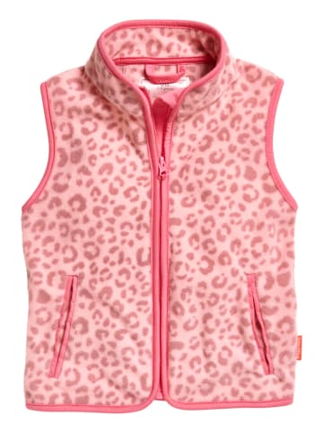 Playshoes Fleece-Weste Leo-Print in Rosa