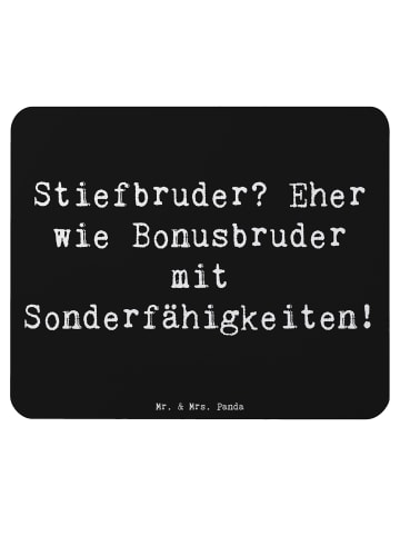 Mr. & Mrs. Panda Mauspad Stiefbruder mit Spruch in Schwarz