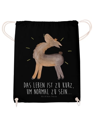 Mr. & Mrs. Panda Stoff Rucksack Lama Stolz mit Spruch in Schwarz