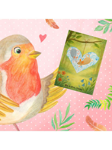 Mr. & Mrs. Panda Klappkarte Mäuse Herz Design ohne Spruch in Weiß