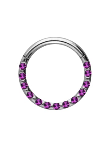 PIERCINGLINE Piercing "Segmentring Clicker Kristalle " in Silberfarben / Pink