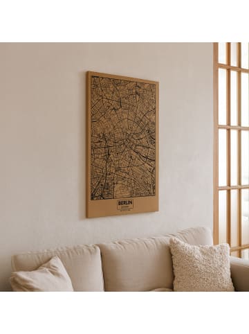 UNUS Kork Wandbild Weltkarte 61x41 cm Pinnwand aus Naturkork in Braun