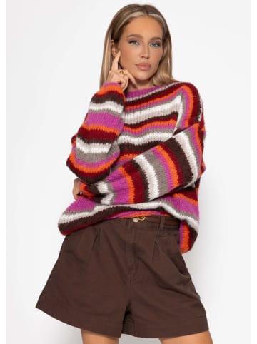 SASSYCLASSY Gestreifter, mehrfarbiger Pullover in Orange