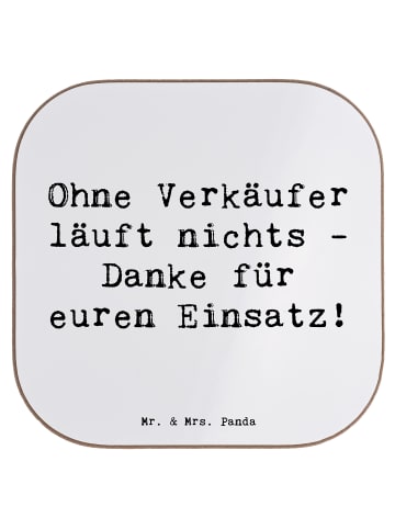 Mr. & Mrs. Panda Glas-Untersetzer Spruch Verkäufer Helden mit Sp... in Weiß