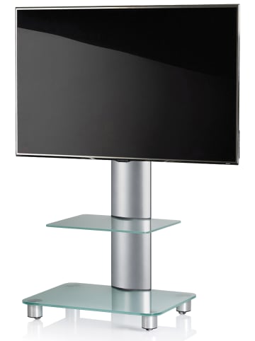 VCM  TV Standfuß Ständer Rack Alu Glas Rollen Tosal ZW in Mattglas