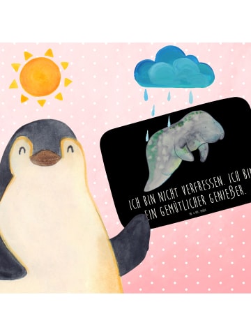 Mr. & Mrs. Panda Badteppich Seekuh Chillen mit Spruch in Schwarz