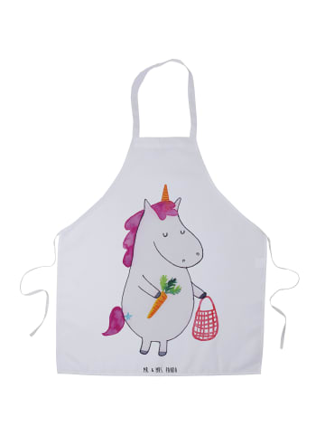 Mr. & Mrs. Panda Schürze Einhorn Gemüse ohne Spruch in Weiß