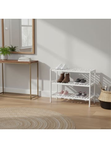 relaxdays Schuhregal in Weiß - (B)70 x (H)54,5 x (T)24,5 cm