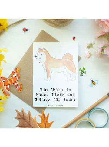 Mr. & Mrs. Panda Motivkarte Akita Inu Liebe mit Spruch in Weiß