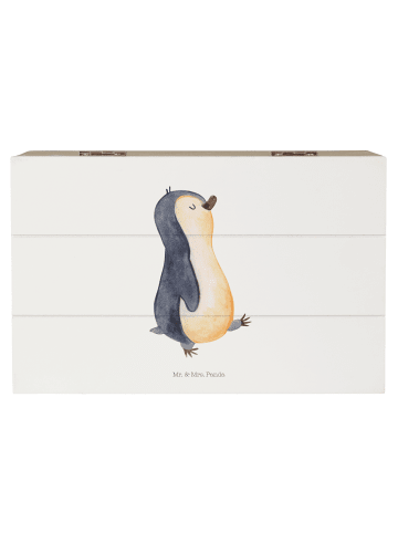 Mr. & Mrs. Panda Holzkiste Pinguin marschieren ohne Spruch in Weiß