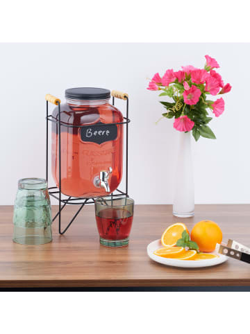 relaxdays Getränkespender in Transparent/ Schwarz - 4 l