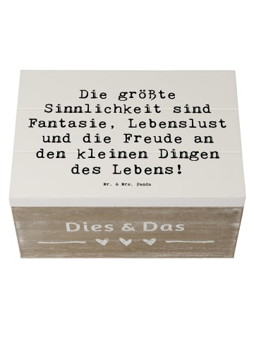 Mr. & Mrs. Panda kiste holz Spruch Sinnlichkeit und Freude mit S... in Weiß
