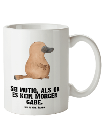 Mr. & Mrs. Panda Tasse Schnabeltier Mut mit Spruch in Weiß