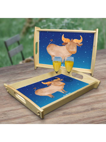 Mr. & Mrs. Panda Servier Tablett Sternzeichen Stier ohne Spruch in Sternenhimmel Blau