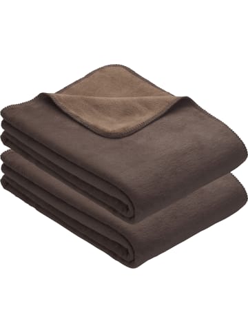 Erwin Müller Baumwollmischung Wohndecke 2er-Pack Matera in espresso/hellbraun