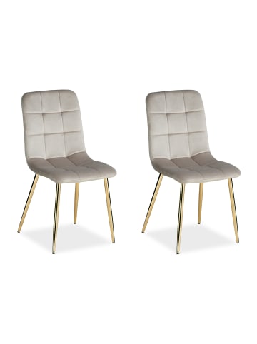 Homestyle4u Esszimmerstuhl 2er Set in Beige und Gold, Samt