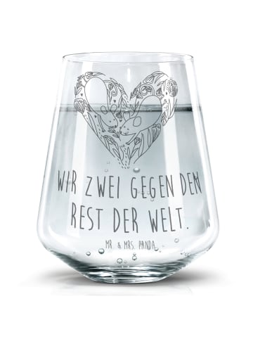 Mr. & Mrs. Panda Trinkglas Mäuse Herz mit Spruch in Transparent