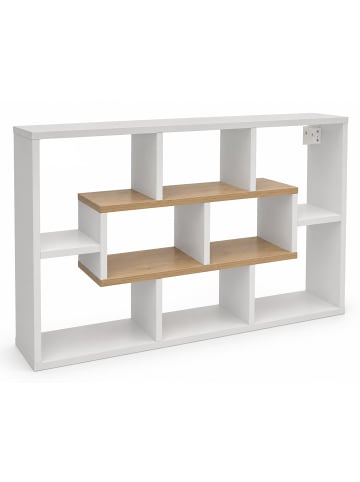 VCM Wandregal 10 Fächer Hängeregal 85 x 48 cm Opila in Weiß / Honig-Eiche