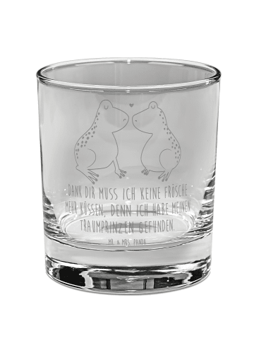 Mr. & Mrs. Panda Whiskey Glas Frosch Liebe mit Spruch in Transparent