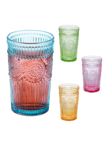 relaxdays 4x Trinkgläser in Bunt - 360 ml