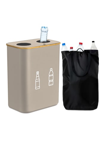 relaxdays Pfandflaschen-Sammelbehälter In Beige – 160 l