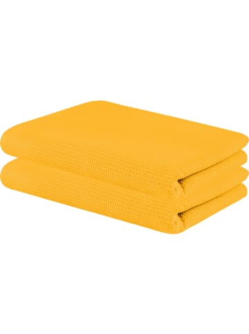 Setex Baumwolle, Waffelpiqué Sommerdecke 2er-Pack in safrangelb