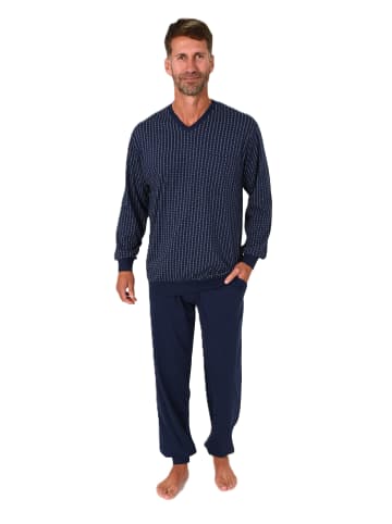 NORMANN Langarm Schlafanzug Pyjama Bündchen print - 86573 in navy