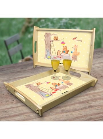 Mr. & Mrs. Panda Servierbrett Waldtiere Picknick ohne Spruch in Gelb Pastell
