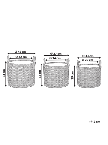 Beliani 3er-Set Outdoor Blumentopf PENDULA in Naturfarben