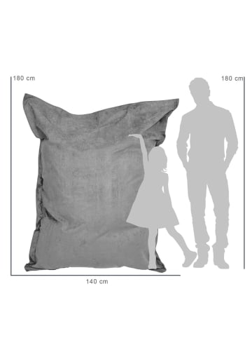 Lumaland XXL Microvelours Sitzsack - 380L - 140 x 180 cm - Indoor - Grau