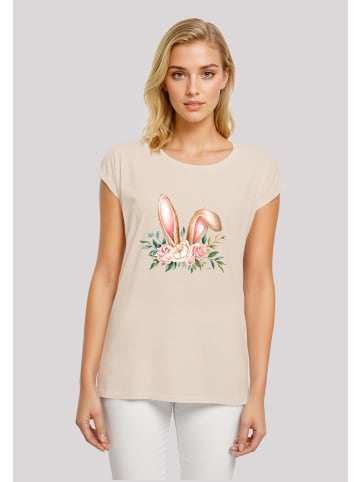 F4NT4STIC T-Shirt Blumen Osterhasen Ohren Dekor in Whitesand