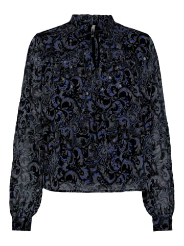 JACQUELINE de YONG Langarm Bluse Print Paisley Muster V-Neck Tunika Top JDYEMILY in Blau