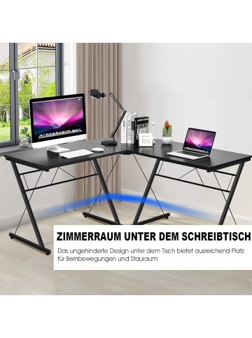 COSTWAY Schreibtisch L-Form 150cm in Schwarz