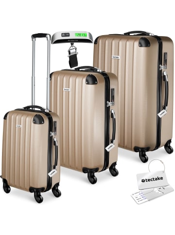 tectake Hartschalenkoffer-Set aus robustem ABS-Kunststoff, 360° drehbar
