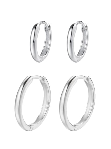 Hey Happiness 2er-Set: Ohrringe Creolen Klassisch 925 Sterlingsilber in Silber