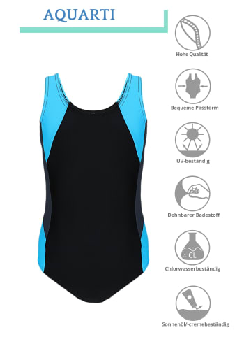 Aquarti Mädchen Badeanzug mit Ringerrücken in blau