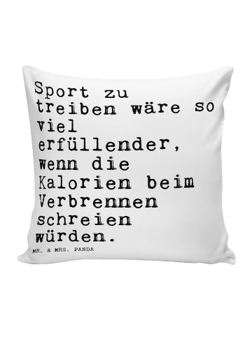 Mr. & Mrs. Panda Sitzkissen Sport zu treiben wäre... mit Spruch in Weiß