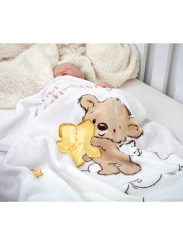 Baby Best® Babydecke Microfaserflausch Kleiner Schutzengel 75x100 cm in Weiß