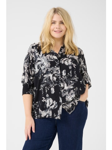 KAFFE curve Langarm - Hemd KCmona in Black/White Painted Flower