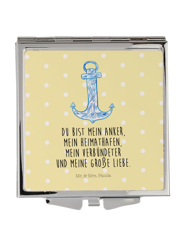 Mr. & Mrs. Panda Schminkspiegel Anker Blau mit Spruch in Gelb Pastell