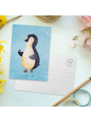 Mr. & Mrs. Panda bildkarte Pinguin Marienkäfer ohne Spruch in Eisblau