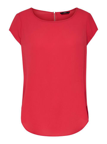 ONLY Einfarbige Kurzarm Bluse T-Shirt Oberteil ONLVIC in Rot