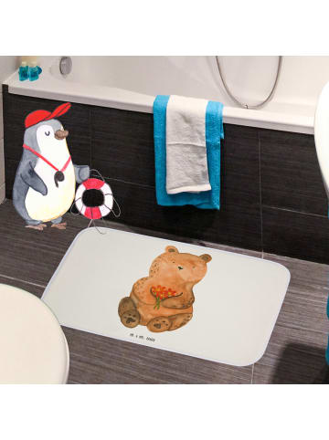 Mr. & Mrs. Panda Duschvorleger Bär Dankbar ohne Spruch in Weiß