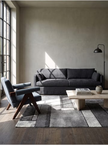 KADIMA DESIGN Teppich Kurzflor Patchwork pflegeleicht Wohnzimmer Schlafzimmer Flur in Grau