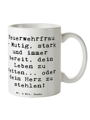 Mr. & Mrs. Panda Kaffeebecher Spruch Feuerwehrfrau Heldin mit Sp... in Weiß