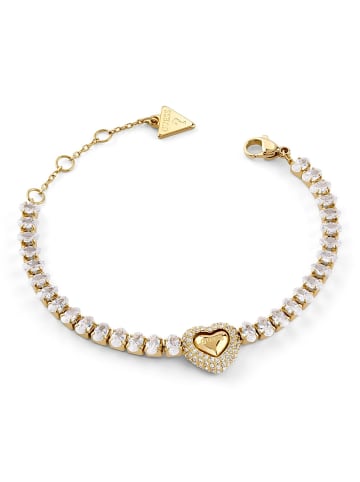 Guess Damen-Tennisarmband Herz Goldfarben