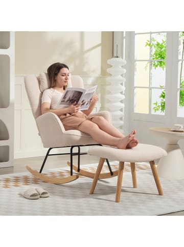 HOMCOM Schaukelstuhl-101,5L x 70,5B x 99,5H cm-Beige