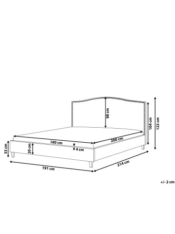 Beliani Doppelbett mit LED MONTPELLIER in Grau/Braun - (W) 191 x (H) 122 x (L) 214 cm